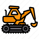 excavator, constructions, vehicle, heavy, transport
