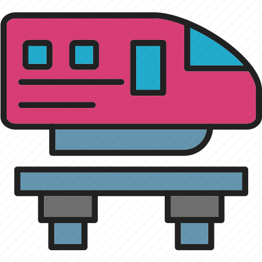 Monorail, train, railroad, railway, subway, transport icon - Download on Iconfinder