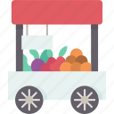 fruits, cart, market, stall, vendor