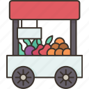 fruits, cart, market, stall, vendor