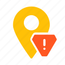 alert, location, map, marker, pin, warning