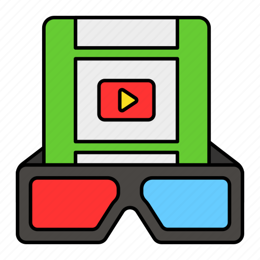 3d movie, reel, filming, multimedia, 3d glasses, virtual, watching icon - Download on Iconfinder
