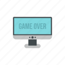 end, game, monitor, over, play, text, word 