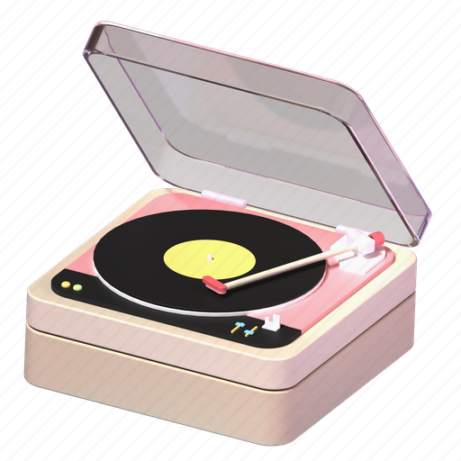 Vinyl record player, vinyl player, record player, vinyl record, vinyl, turntable, music 3D illustration - Download on Iconfinder