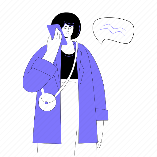 Speaking, smartphone, woman, talking illustration - Download on Iconfinder
