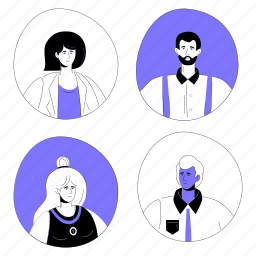 team, avatars, businessman, businesswoman 