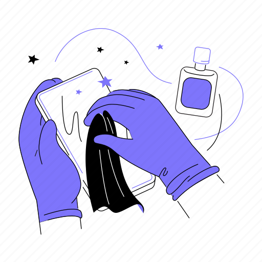 Cleaning, phone, disinfection, sanitizer illustration - Download on Iconfinder