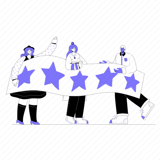 Rating, stars, feedback, company illustration - Download on Iconfinder