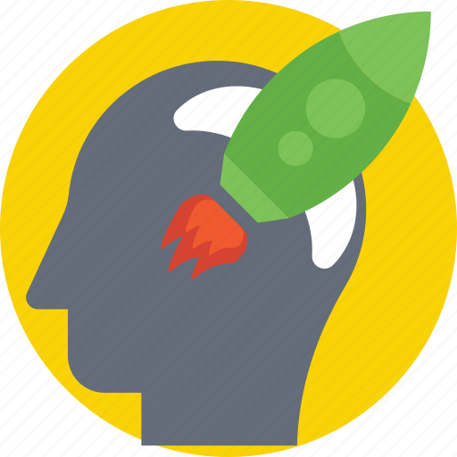 Brain rocket, creative idea, human head with brain, idea implementation, rocket mind icon - Download on Iconfinder