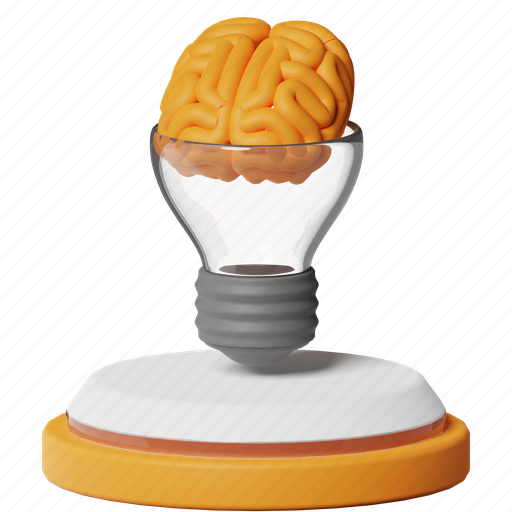 Brainstorming, creative thinking, mind, light bulb, brain, inspiration, creativity 3D illustration - Download on Iconfinder