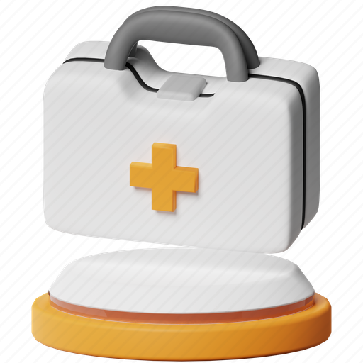 First aid kit, emergency, box, first aid, medicine, bag, medical 3D illustration - Download on Iconfinder