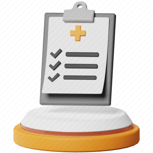Medical report, clipboard, diagnosis, medical record, patient, checklist, medical 3D illustration - Download on Iconfinder