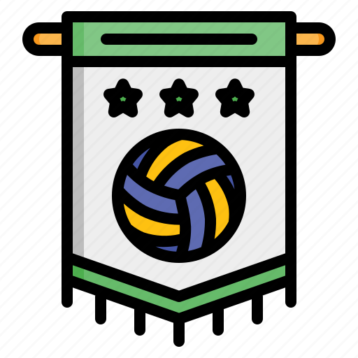 Pennant, banner, volleyball, team, emblem, sport, club icon - Download on Iconfinder
