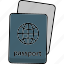 document, passport, personal, travel icon, page, paper 