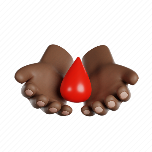 Volunteer, hands, drop of blood, donation blood, donor 3D illustration - Download on Iconfinder