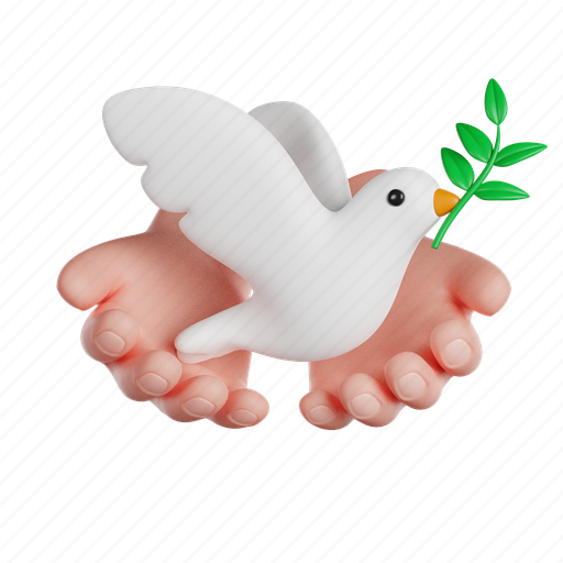Volunteer, hands, dove of peace, bird 3D illustration - Download on Iconfinder
