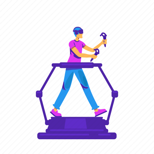 Man, vr, treadmill, game, controller illustration - Download on Iconfinder