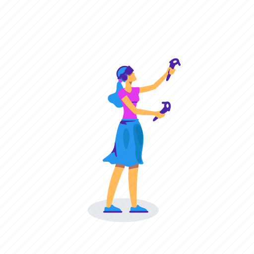 Woman, vr, ar, game, equipment illustration - Download on Iconfinder