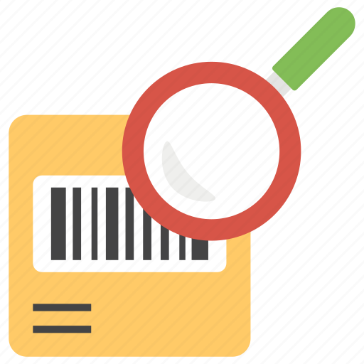 Cardbox under magnifier, package analysis, parcel tracking, parcel verification, shipment search icon - Download on Iconfinder