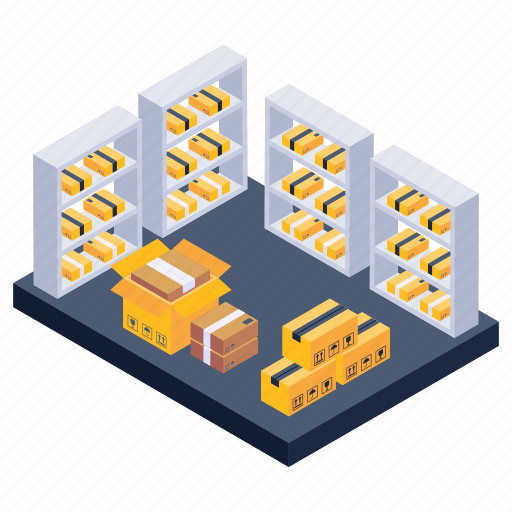 Warehouse shelves, parcel racks, packages rack, storehouse, stockroom icon - Download on Iconfinder
