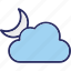 cloud, crescent, moon, moon star, night climate, cloud vector, cloud icon 