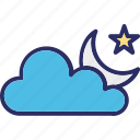cloud, crescent, moon, moon star, night climate, cloud vector, cloud icon