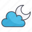 cloudy, night, moon, weather 