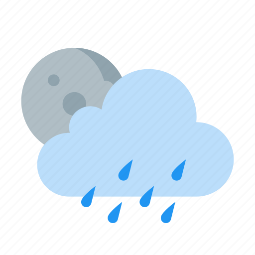 Drizzle, night, cloud, moon, rain, weather icon - Download on Iconfinder