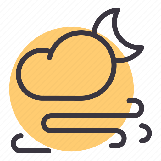Cloud, cloudy, moon, night, storm, wind, windy icon - Download on Iconfinder