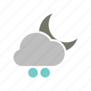 snowball, night, winter, cloudy, forecast, weather, moon, cloud
