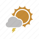 sunny, lightning, power, electric, cloudy, forecast, sun, weather, cloud
