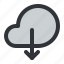 weather, cloud, arrow, download, storage 