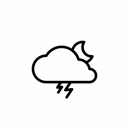 Weather, cloudy, forecast, lightning, moon, night, thunderstorm icon - Download on Iconfinder