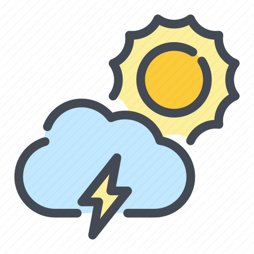 Cloud, cloudy, lightning, sun, thunder, weather icon - Download on Iconfinder
