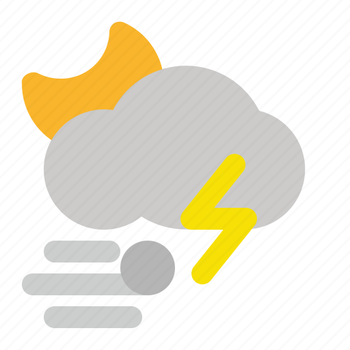 Cloud, cloudy, moon, thunder, weather, wind icon - Download on Iconfinder
