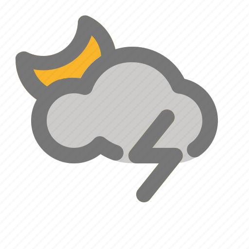 Cloudy, moon, thunder, weather, wind icon - Download on Iconfinder