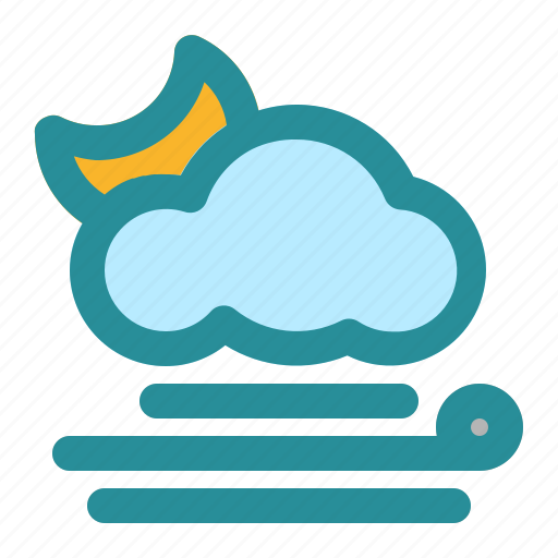 Cloud, moon, weather, wind, wind direction icon - Download on Iconfinder