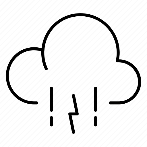 Cloudy, forecast, lightning, outline, rain, thunderstorm, weather icon - Download on Iconfinder