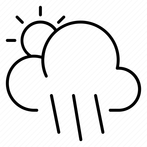 Cloudy, day, downpour, forecast, outline, rain, weather icon - Download on Iconfinder