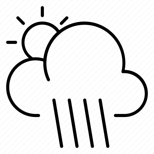 Cloudy, day, downpour, forecast, outline, rain, weather icon - Download on Iconfinder