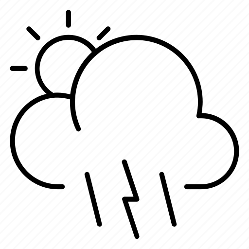 Cloudy, day, forecast, outline, rain, thunderstorm, weather icon - Download on Iconfinder