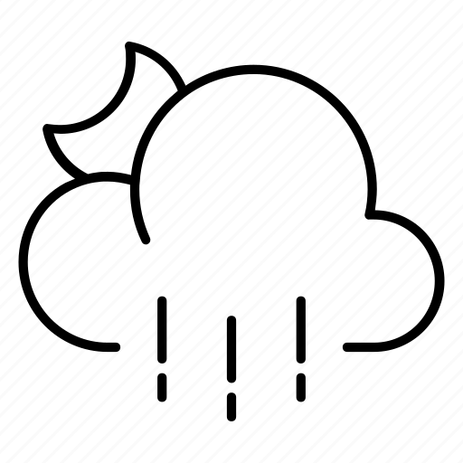 Cloudy, downpour, forecast, night, outline, rain, weather icon - Download on Iconfinder