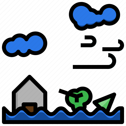 Disaster, ecology, environment, flood, flooded, house, inundation icon - Download on Iconfinder
