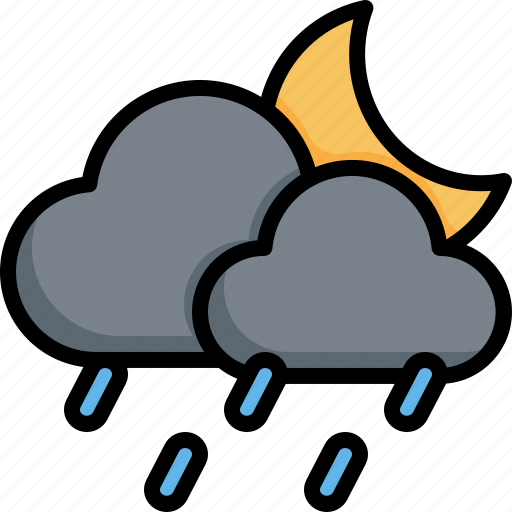 Cloud, moon, climate, weather, cloudy, clouds, raining icon - Download on Iconfinder