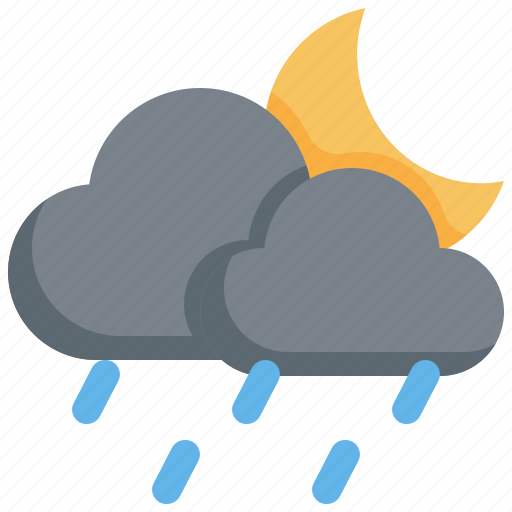 Cloud, moon, climate, weather, cloudy, rain, raining icon - Download on Iconfinder