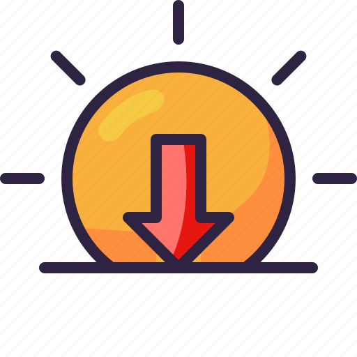 Sunset, sunlight, evening, weather, down, arrow, sun icon - Download on Iconfinder