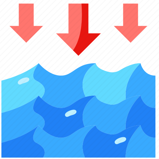 Low, tide, down, arrow, level, ocean, weather icon - Download on Iconfinder