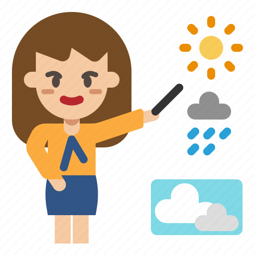 Weather, forecast, meteorology, reporter, woman icon - Download on Iconfinder