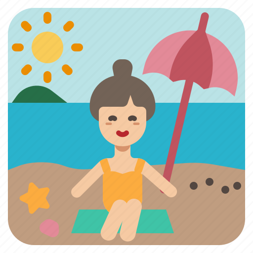 Weather, summer, beach, woman, sun, vacation, sea icon - Download on Iconfinder