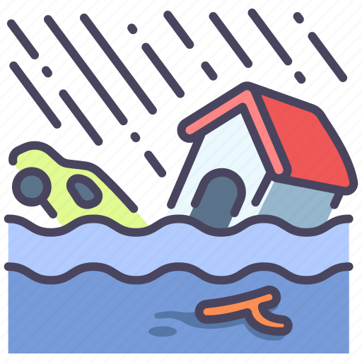 Damage, disaster, flood, house, hurricane, water, weather icon - Download on Iconfinder
